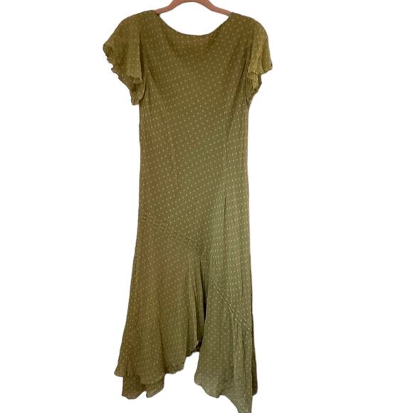 Adrianna Papell Y2K Green Polka Dot Silk Boho Romantic Feminine Midi Dress 12 - Picture 4 of 12